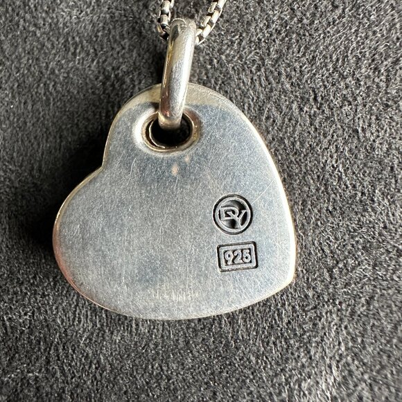 David Yurman Large Pink Heart Pendant Necklace w/ Rhodonite & White Diamonds 18" - Picture 10 of 16